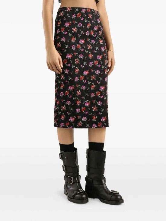 26SS 돌체앤가바나 플로럴 프린트 스트레이트 스커트 F4DBNTFSA8EHN5XS BLACK - DOLCE & GABBANA