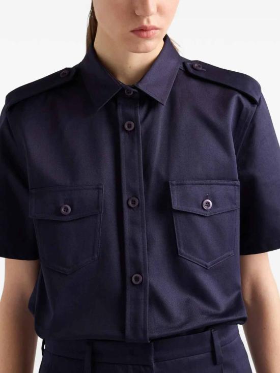 26SS 프라다 숏슬리브 치노 셔츠 숏슬리브 치노 셔츠 P432J10YPSOOOF0124 DARK BLUE - PRADA