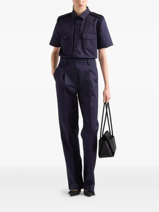 26SS 프라다 숏슬리브 치노 셔츠 숏슬리브 치노 셔츠 P432J10YPSOOOF0124 DARK BLUE - PRADA