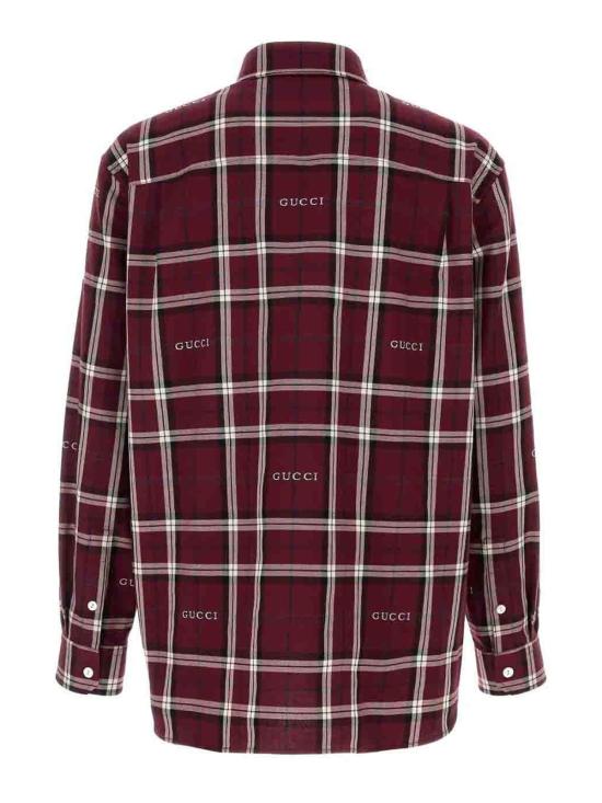 26SS 구찌 타르탄 코튼 자카드 셔츠 852895ZAUAC6013 RED - GUCCI