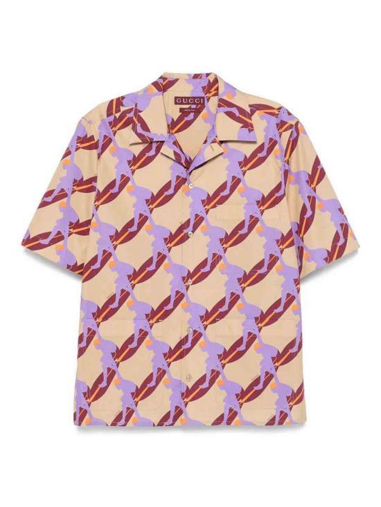 25SS 구찌 프린트 라이트 코튼 포플린 셔츠 821498Z7AMZ2040 BEIGE