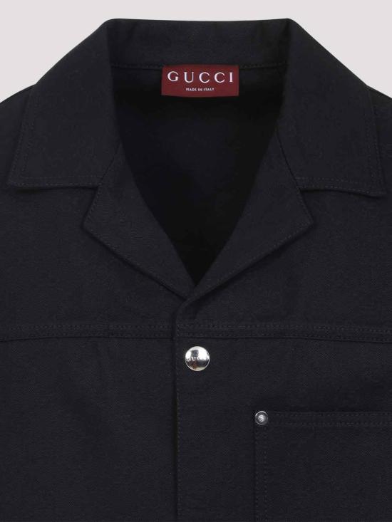 25FW 구찌 코튼 데님 자카드 셔츠 832581XDDCG1000 BLACK - GUCCI