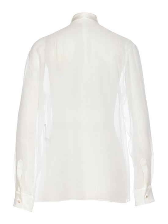 25FW 돌체앤가바나 쉬폰 보우 셔츠 F5T27TFU1ATW0800 WHITE - DOLCE & GABBANA