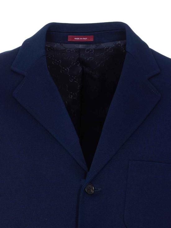 26SS 구찌 싱글 브레스트 코튼 저지 재킷 846713ZAM6R4240 BLUE - GUCCI