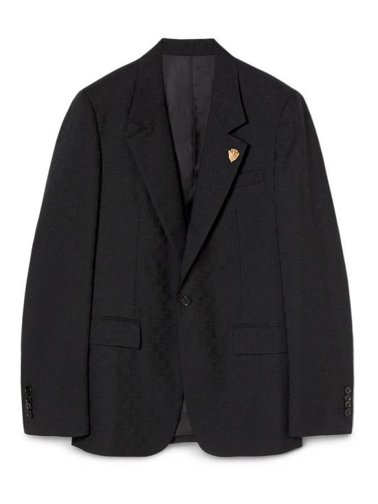 26SS 구찌 싱글 브레스트 GG 울 재킷 864110ZAUP11000 BLACK