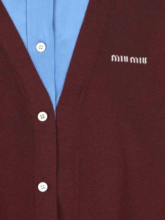 25FW 미우미우 미우미우 캐시미어 포플린 셔츠 MK196217HJSOOOF041F DARK RED - MIU MIU