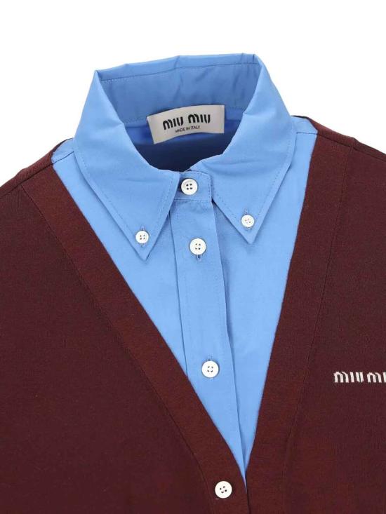 25FW 미우미우 미우미우 캐시미어 포플린 셔츠 MK196217HJSOOOF041F DARK RED - MIU MIU