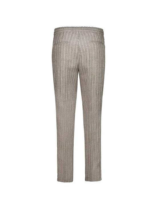 25FW 브루넬로 쿠치넬리 린넨 트윌 스트라이프 트라우저 MZ412E1710C6184 BROWN - BRUNELLO CUCINELLI