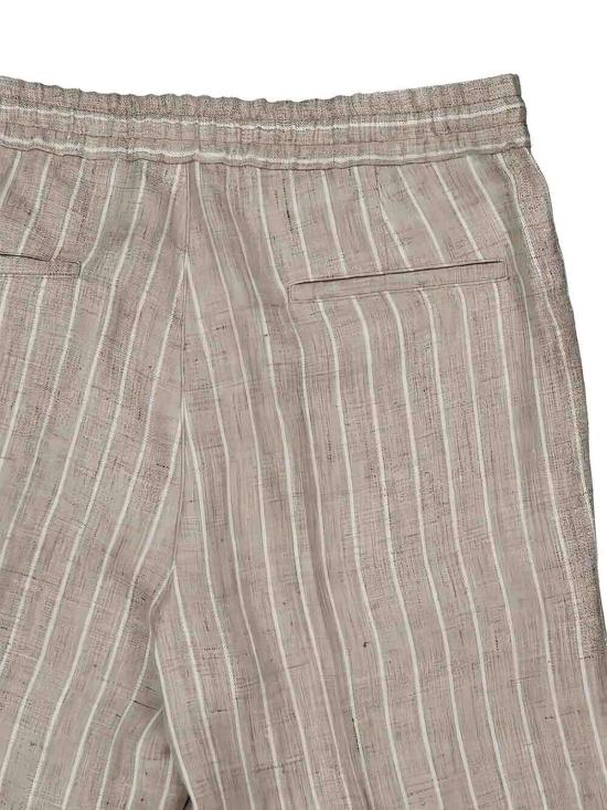 25FW 브루넬로 쿠치넬리 린넨 트윌 스트라이프 트라우저 MZ412E1710C6184 BROWN - BRUNELLO CUCINELLI