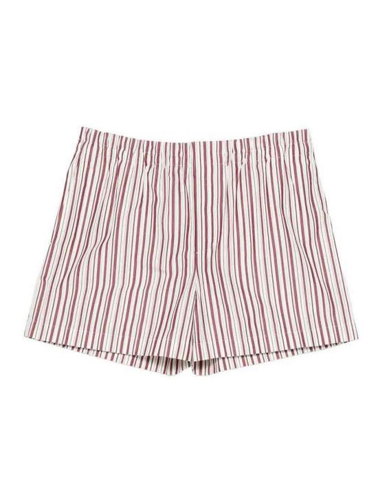 25FW 구찌 스트라이프 코튼 자수 쇼츠 반바지 810783Z7AR09081 WHITE
