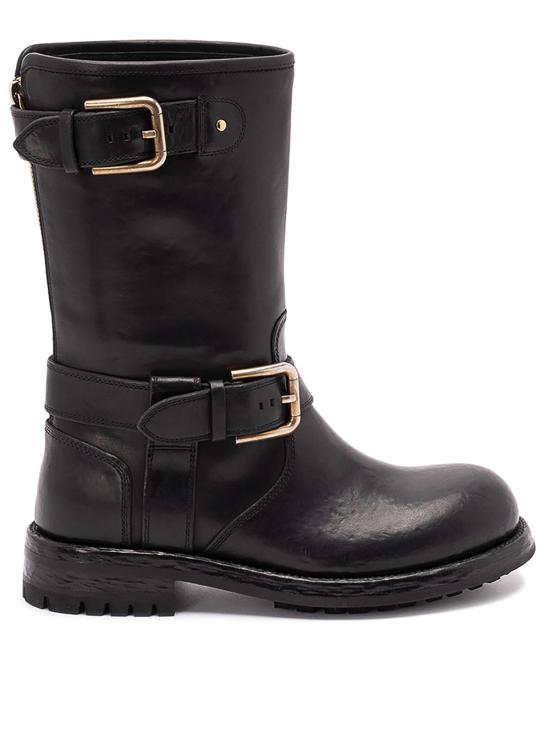 25FW 돌체앤가바나 카프스킨 바이커 부츠 CT1081AW35280999 BLACK