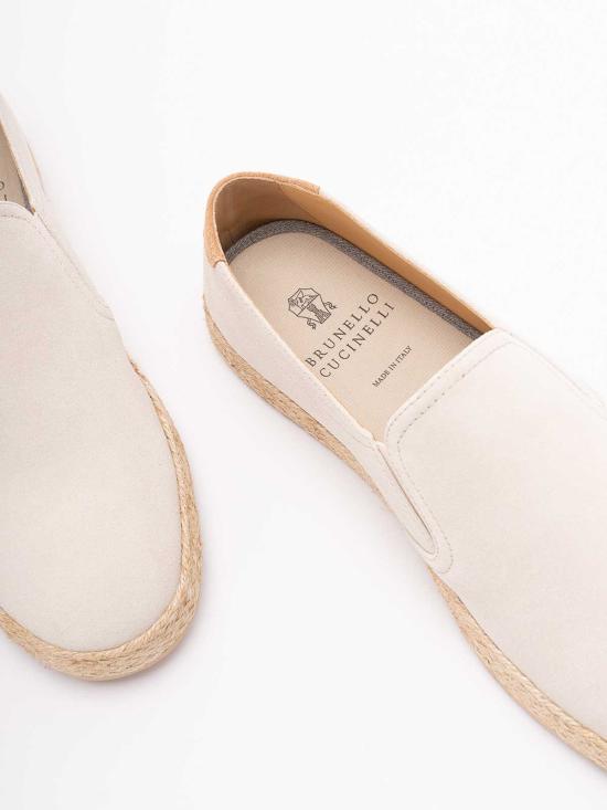 26SS 브루넬로 쿠치넬리 로프 인서트 스웨이드 슬립온 MZUOHEI837CXU27 WHITE - BRUNELLO CUCINELLI