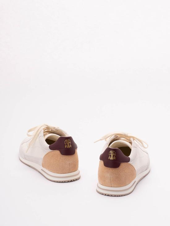 26SS 브루넬로 쿠치넬리 디어스킨 & 스웨이드 스니커즈 MZUKOKA348CXM48 WHITE - BRUNELLO CUCINELLI