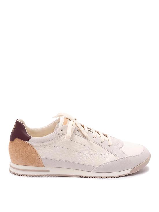 26SS 브루넬로 쿠치넬리 디어스킨 & 스웨이드 스니커즈 MZUKOKA348CXM48 WHITE