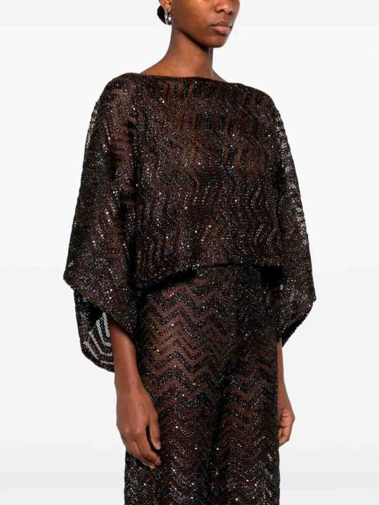 25FW 미소니 반팔 티셔츠 29MS26SK06BV00ITS80EQ DARK BROWN - MISSONI
