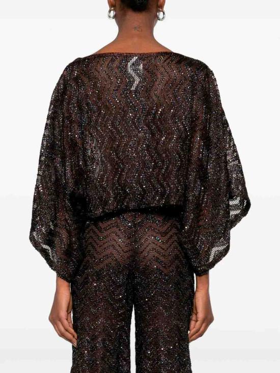 25FW 미소니 반팔 티셔츠 29MS26SK06BV00ITS80EQ DARK BROWN - MISSONI