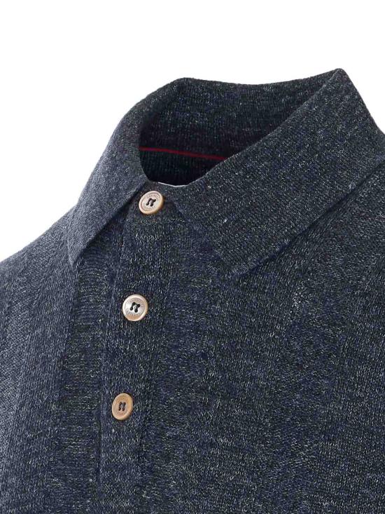 26SS 브루넬로 쿠치넬리 와이드 립 코튼 리넨니트 폴로셔츠 M2L707815CGB23 GREY - BRUNELLO CUCINELLI