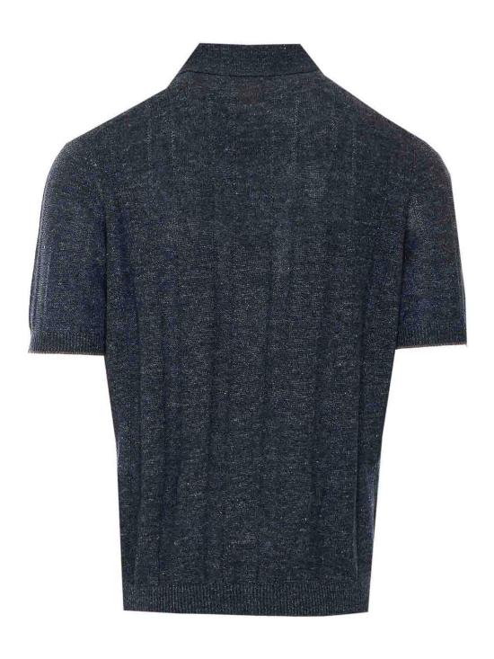26SS 브루넬로 쿠치넬리 와이드 립 코튼 리넨니트 폴로셔츠 M2L707815CGB23 GREY - BRUNELLO CUCINELLI