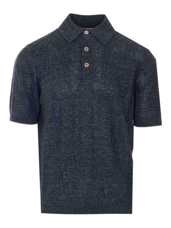26SS 브루넬로 쿠치넬리 와이드 립 코튼 리넨니트 폴로셔츠 M2L707815CGB23 GREY