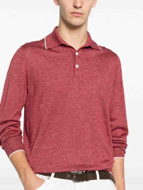 26SS 브루넬로 쿠치넬리 폴로 티셔츠 MHS805905CFN82 DARK RED - BRUNELLO CUCINELLI