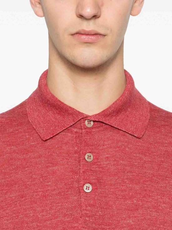 26SS 브루넬로 쿠치넬리 린넨 코튼 니트 폴로 셔츠 M2L00315C7781 RED - BRUNELLO CUCINELLI