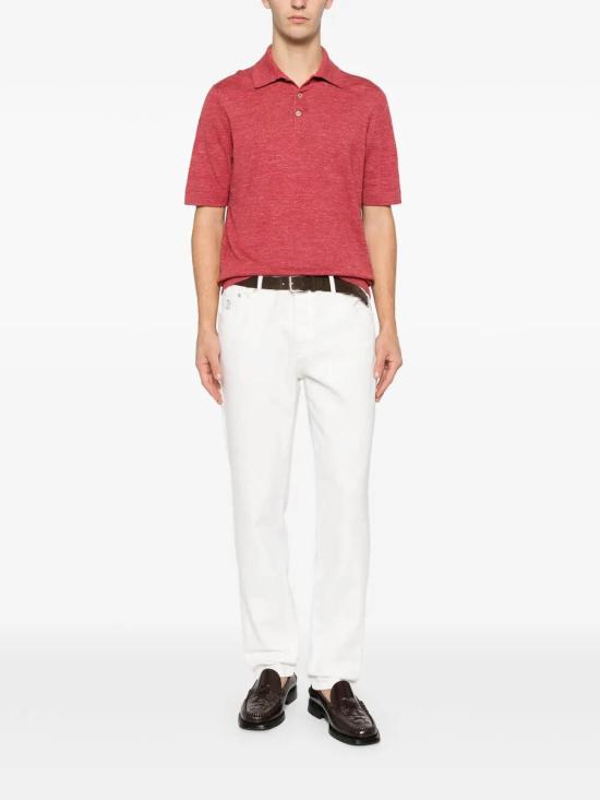 26SS 브루넬로 쿠치넬리 린넨 코튼 니트 폴로 셔츠 M2L00315C7781 RED - BRUNELLO CUCINELLI