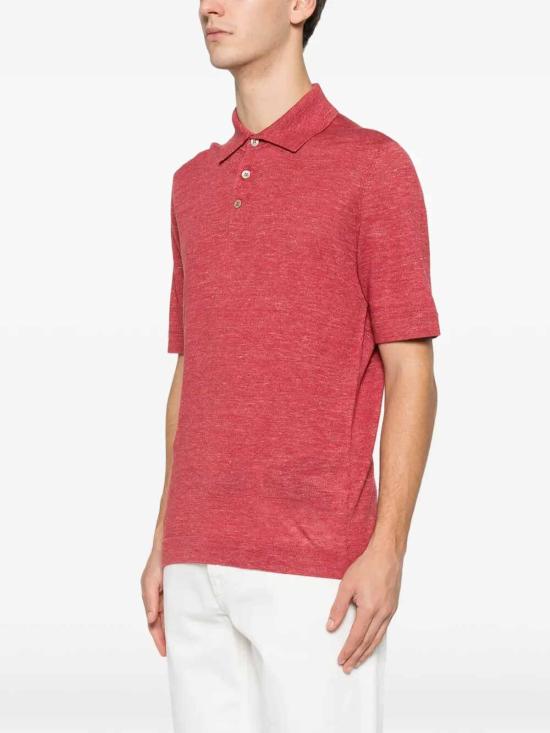26SS 브루넬로 쿠치넬리 린넨 코튼 니트 폴로 셔츠 M2L00315C7781 RED - BRUNELLO CUCINELLI