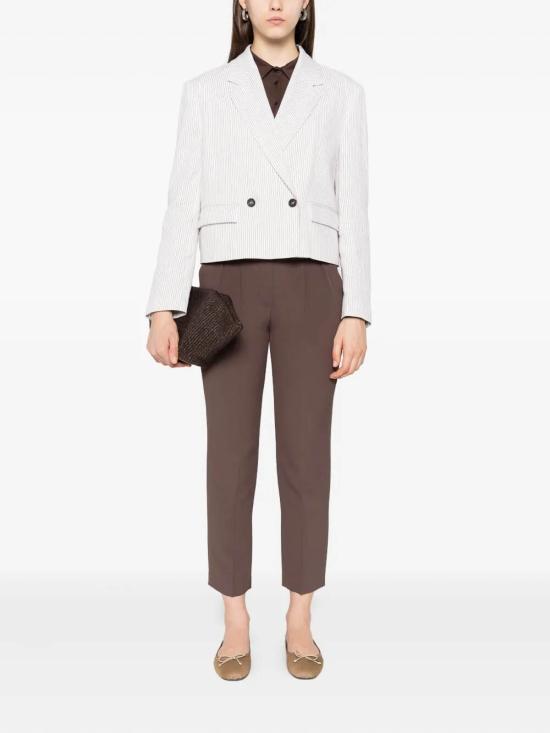 26SS 브루넬로 쿠치넬리 실크 새틴 밴딩 팬츠 MA029P1673C4222 BROWN - BRUNELLO CUCINELLI