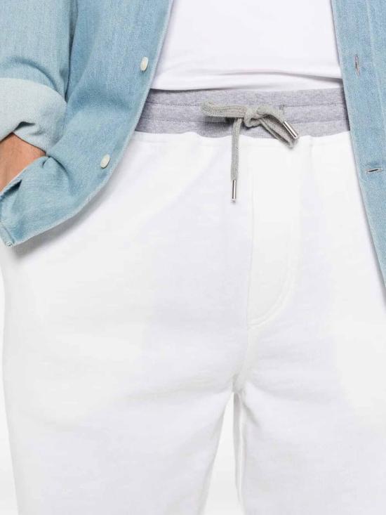 25FW 브루넬로 쿠치넬리 코튼 앤 린넨 멜란지 프렌치 테리 트라우저 MR8313381GCTQ27 WHITE - BRUNELLO CUCINELLI