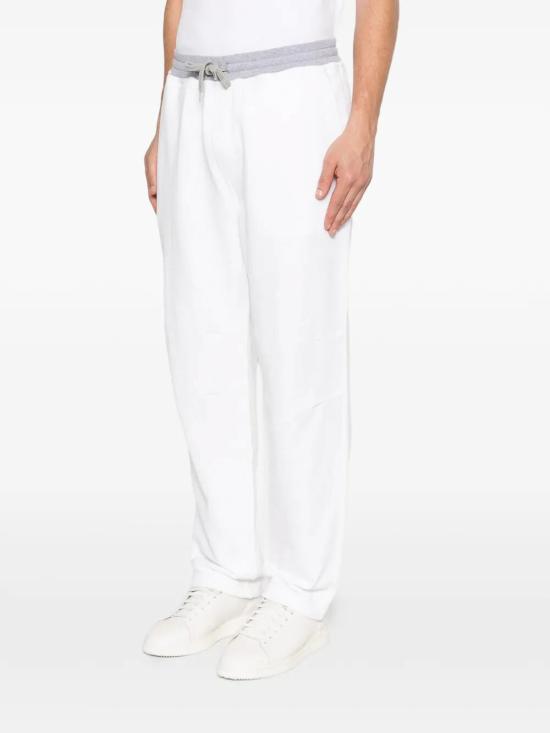 25FW 브루넬로 쿠치넬리 코튼 앤 린넨 멜란지 프렌치 테리 트라우저 MR8313381GCTQ27 WHITE - BRUNELLO CUCINELLI