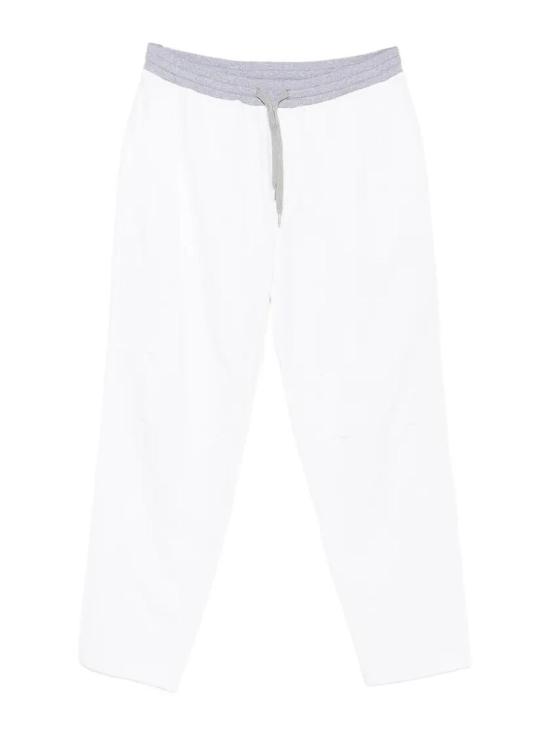 25FW 브루넬로 쿠치넬리 코튼 앤 린넨 멜란지 프렌치 테리 트라우저 MR8313381GCTQ27 WHITE