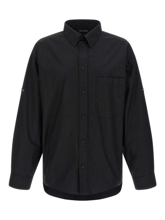 26SS 발렌시아가 로고 패처 코튼 셔츠 857814TRM281000 BLACK