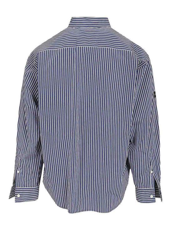 26SS 발렌시아가 스트라이프 로고 패치 셔츠 857814TTM348502 BLUE - BALENCIAGA
