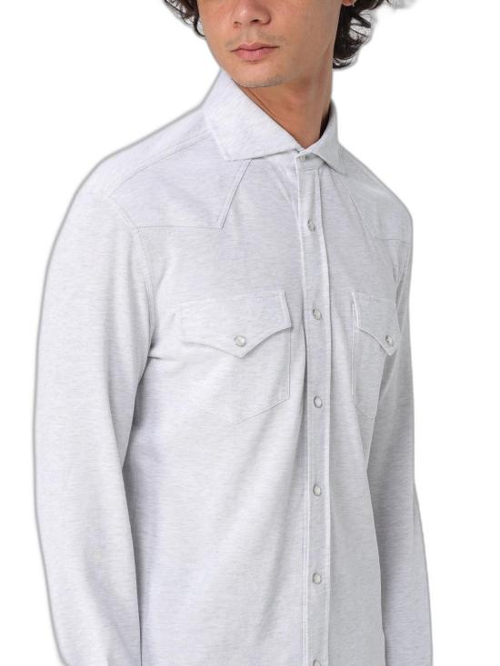 26SS 브루넬로 쿠치넬리 피케 셔츠 ME8546666C3657 GREY - BRUNELLO CUCINELLI