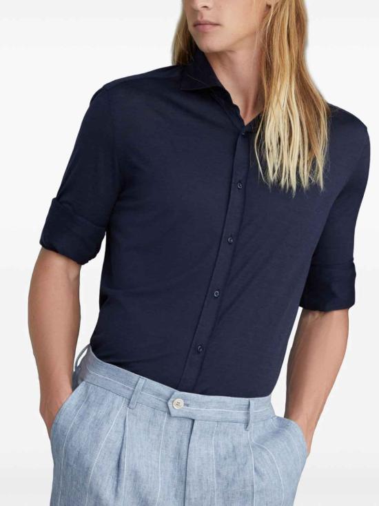 26SS 브루넬로 쿠치넬리 프렌치 칼라 셔츠 MD8216686C6134 BLUE - BRUNELLO CUCINELLI
