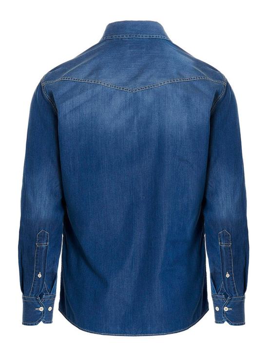 26SS 브루넬로 쿠치넬리 긴팔 셔츠 MR6834008COM47 BLUE - BRUNELLO CUCINELLI