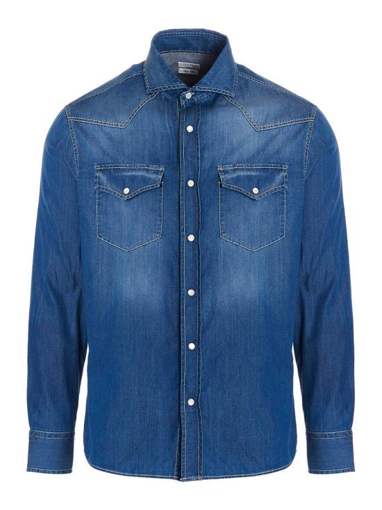 26SS 브루넬로 쿠치넬리 긴팔 셔츠 MR6834008COM47 BLUE