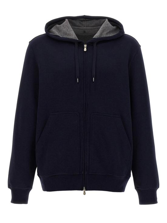  브루넬로 쿠치넬리 더블 페이스 스웨트 집업 후디 MM8319069GC1265 BLUE