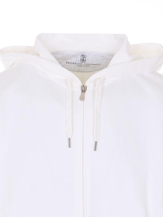 26SS 브루넬로 쿠치넬리 테크노 코튼 플리스 후드 집업 MW8639069GC7220 WHITE - BRUNELLO CUCINELLI