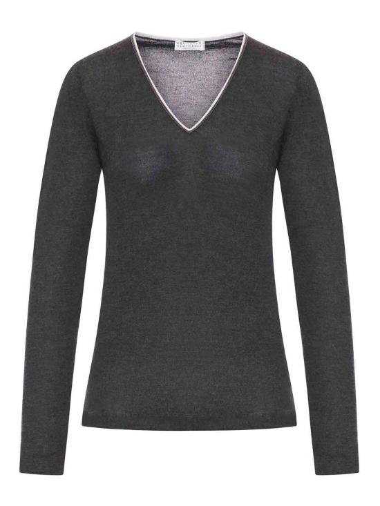25FW 브루넬로 쿠치넬리 V넥 니트 M13836502C055W GREY