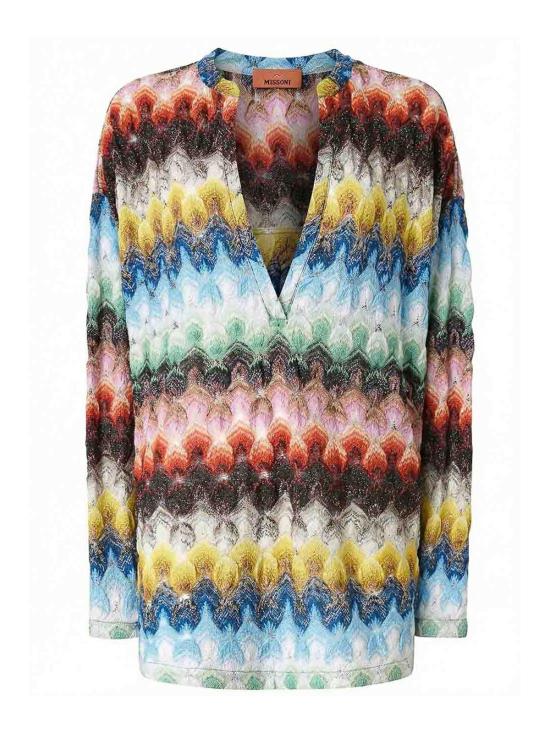 25FW 미소니 반팔 티셔츠 29DS26SJ01BR015JSMSNV MULTICOLOUR
