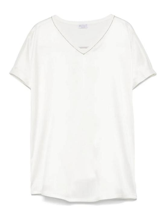 25SS 브루넬로 쿠치넬리 실크 탑 M0C59EL102C600 BEIGE