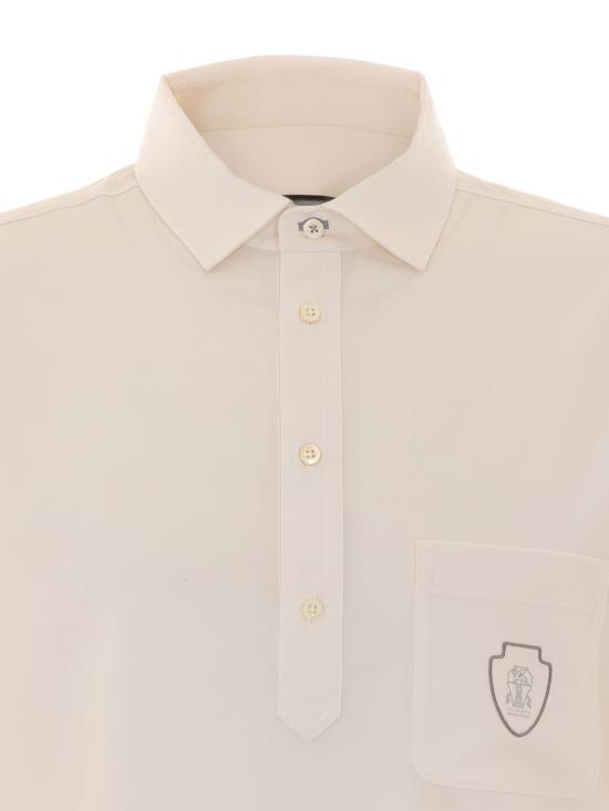 26SS 브루넬로 쿠치넬리 버진 울 라이트웨이트 캔버스 폴로 셔츠 MM6961301FCTL60 WHITE - BRUNELLO CUCINELLI