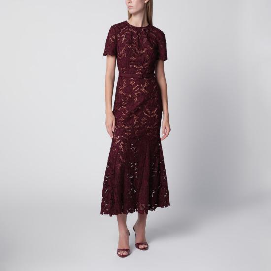 26FW 셀프 포트레이트 미디 원피스 PF26107MPL BU BURGUNDY