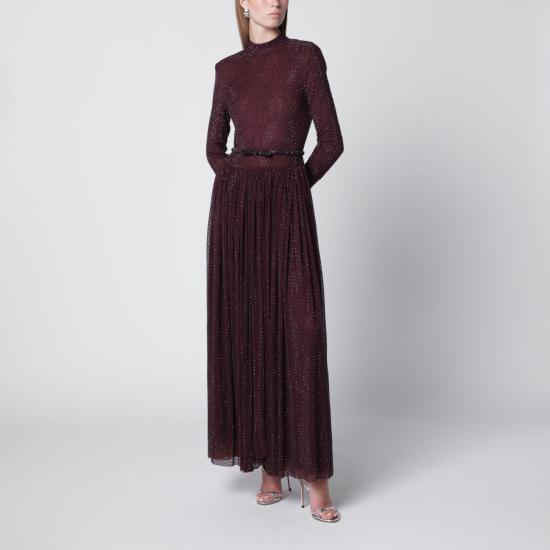 26FW 셀프 포트레이트 미디 원피스 PF26139XPL BU BURGUNDY