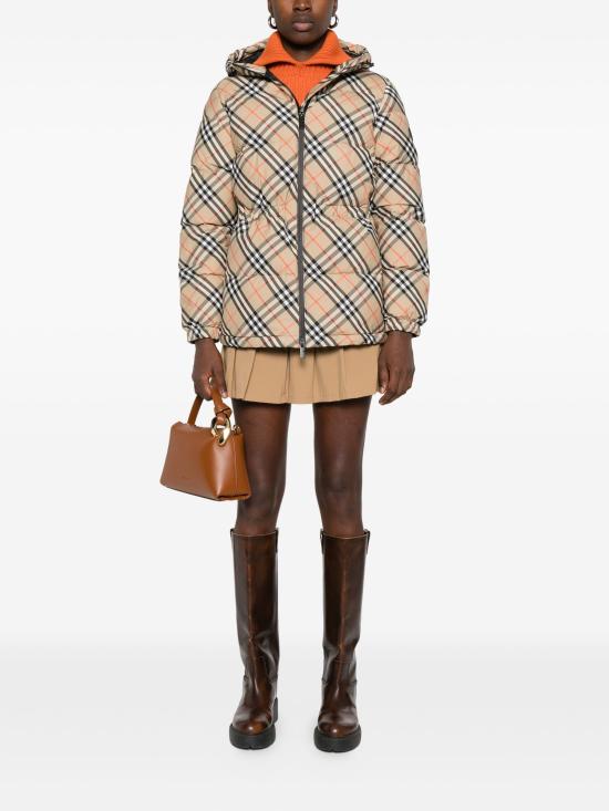 26FW 버버리 체크 나일론 후드 푸퍼 자켓 8110240168455 B9368 BEIGE - BURBERRY