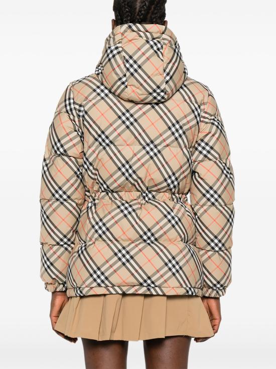 26FW 버버리 체크 나일론 후드 푸퍼 자켓 8110240168455 B9368 BEIGE - BURBERRY