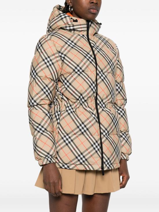 26FW 버버리 체크 나일론 후드 푸퍼 자켓 8110240168455 B9368 BEIGE - BURBERRY