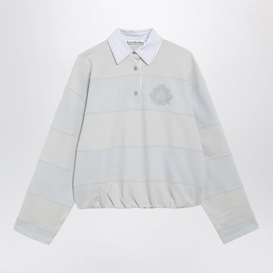 26FW 아크네 스튜디오 스트라이프 폴로 스웨트셔츠 스트라이프 폴로 스웨트셔츠 AI0190CO AYG LIGHT BLUE