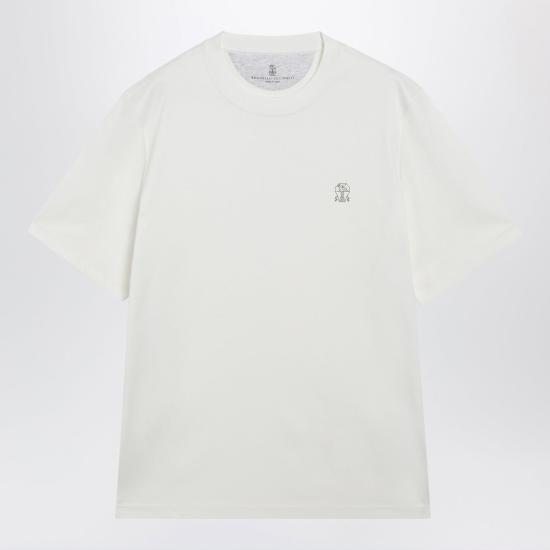 26FW 브루넬로 쿠치넬리 코튼 저지 크루넥 티셔츠 M0B138440CO CJB65 WHITE